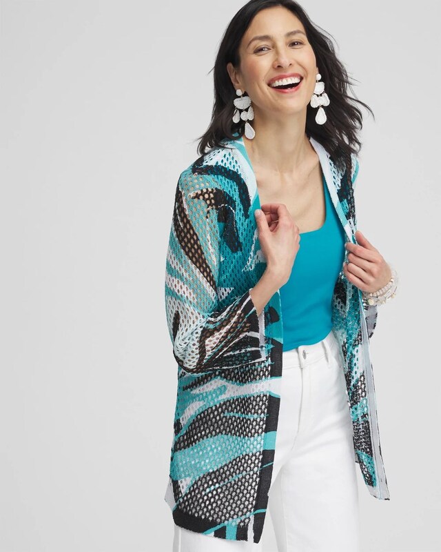 Palms Printed Mesh Cardigan - image 1